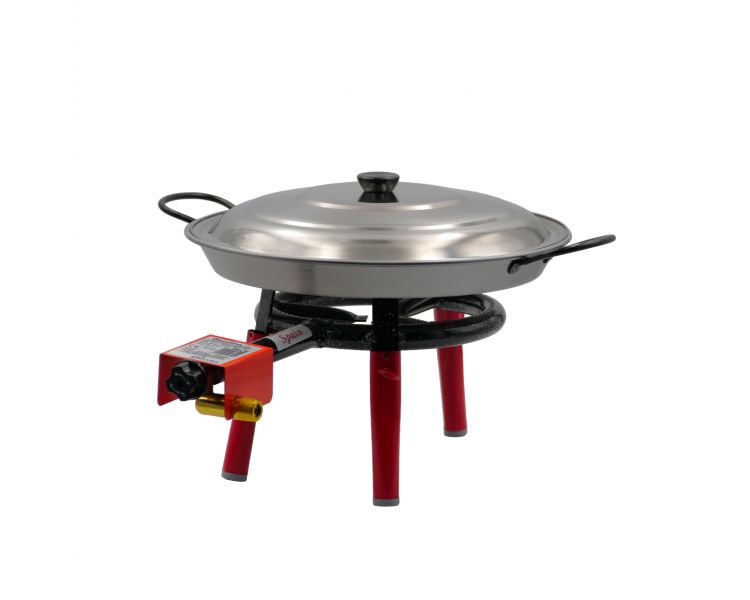 Kit à paella pour 14 personnes - Poêle acier 50 cm - Couvercle inox 